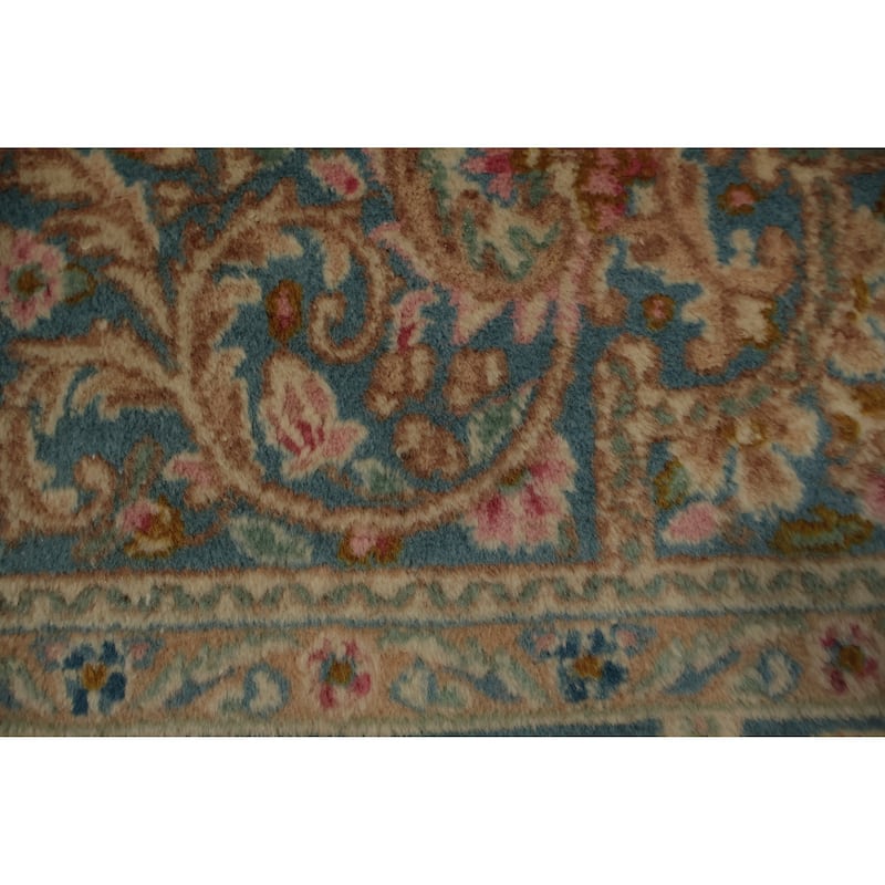 Hand Knotted Oriental 100% Wool Carpet Traditional Floral Beige & Ivories Kerman Area Rug - 8' 0'' X 7' 7''