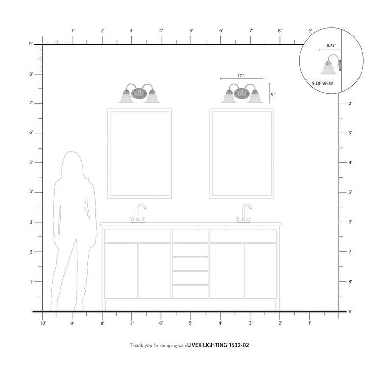 Livex Lighting 2 Light Bath Vanity, 1532-02 - 17 W x 8" H x 8.75" D