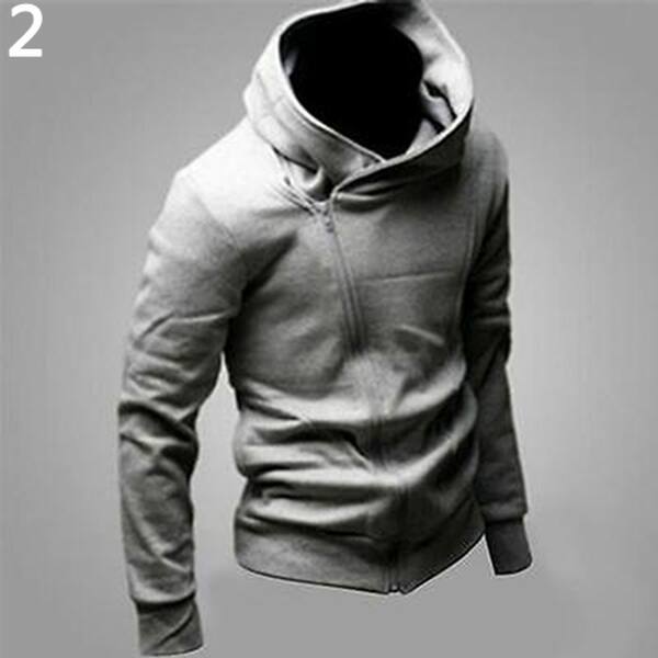 Shop Men Casual Slim Fit Hoodie Cardigan Jacket Outwear Oblique