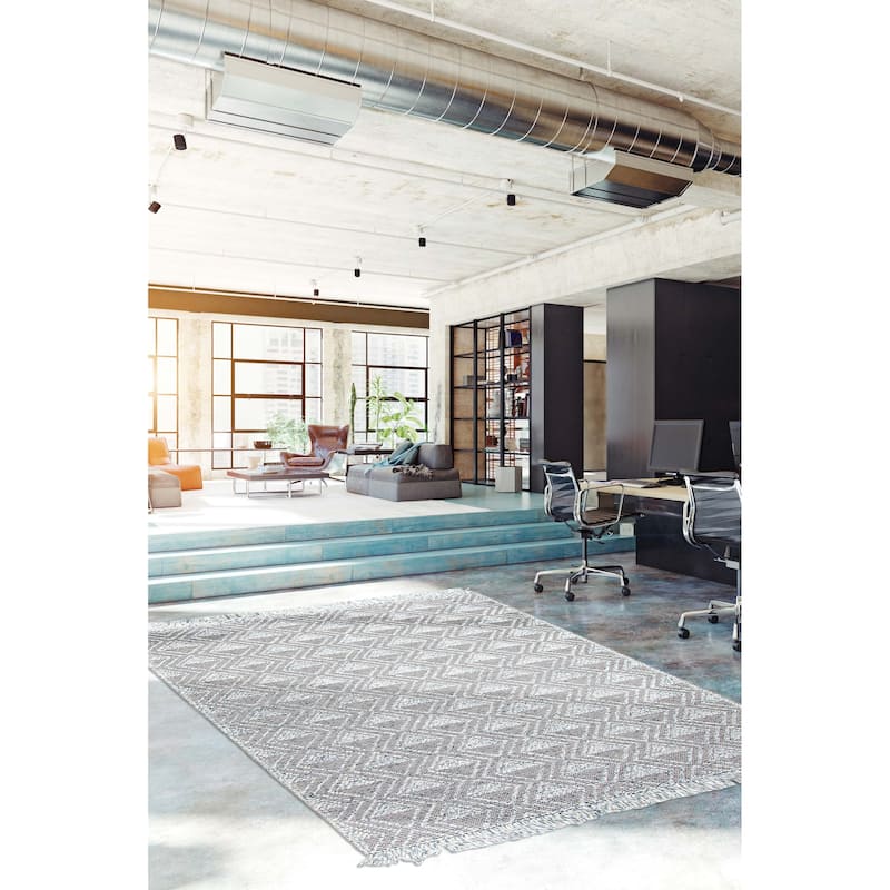 ECARPETGALLERY Braid weave Sienna Navy Wool Rug - 5'2 x 7'3