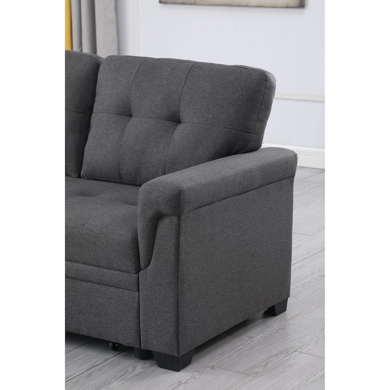 Lucca 84-inch Reversible Sleeper Sectional Sofa with Storage Chaise - 84"W x 54"D x 35"H
