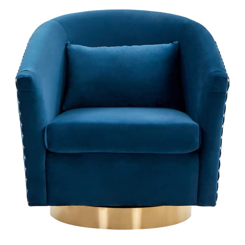 SAFAVIEH Couture Ikram Quilted Swivel Tub Chair - 30Wx32Dx30H - Navy