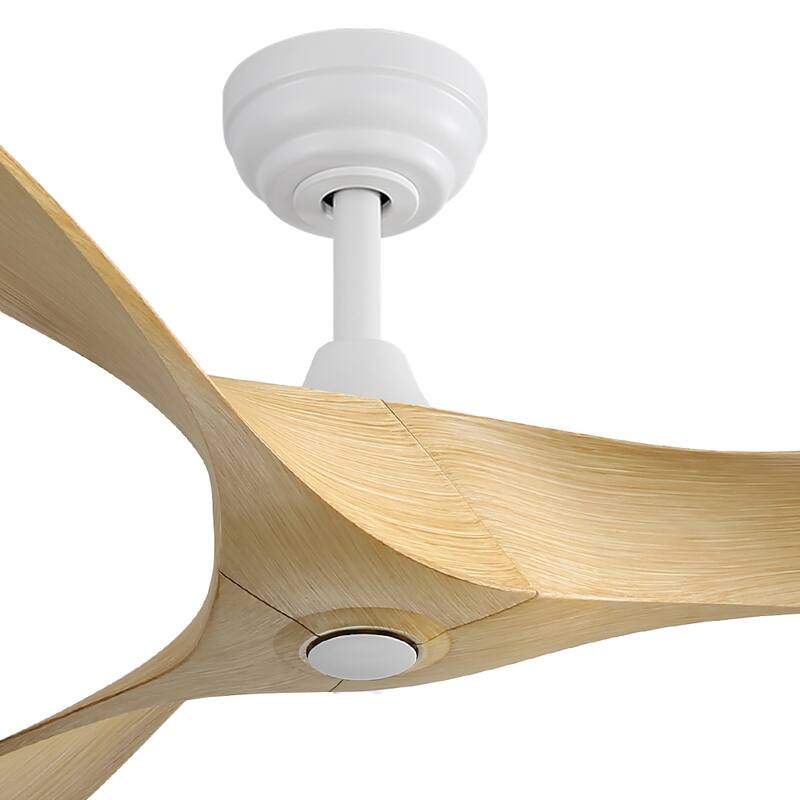 52 inch Modern Solid Wood / ABS Ceiling Fan With Remote Control(No Light),6 WInd Speed,Reversible Airflow - White with Brown ABS Blades - 52 inch