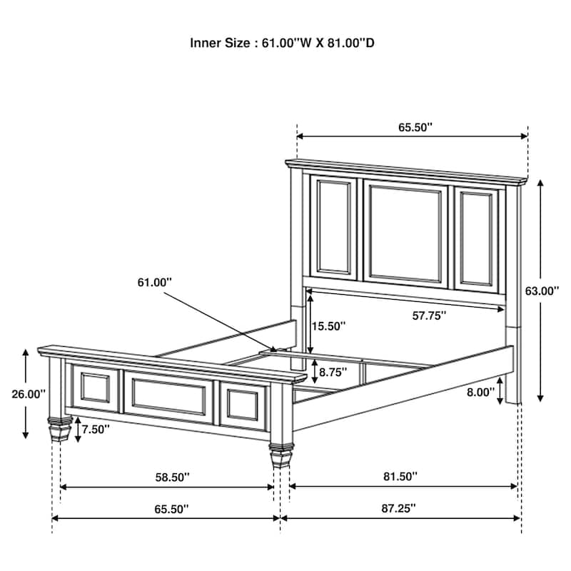 Sandy Beach 5-piece Bedroom Set with High Headboard