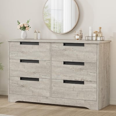 6/7 Drawer Dresser for Bedroom, Wooden Chest of Drawers Double Dresser Organizer with Embedded Handles
