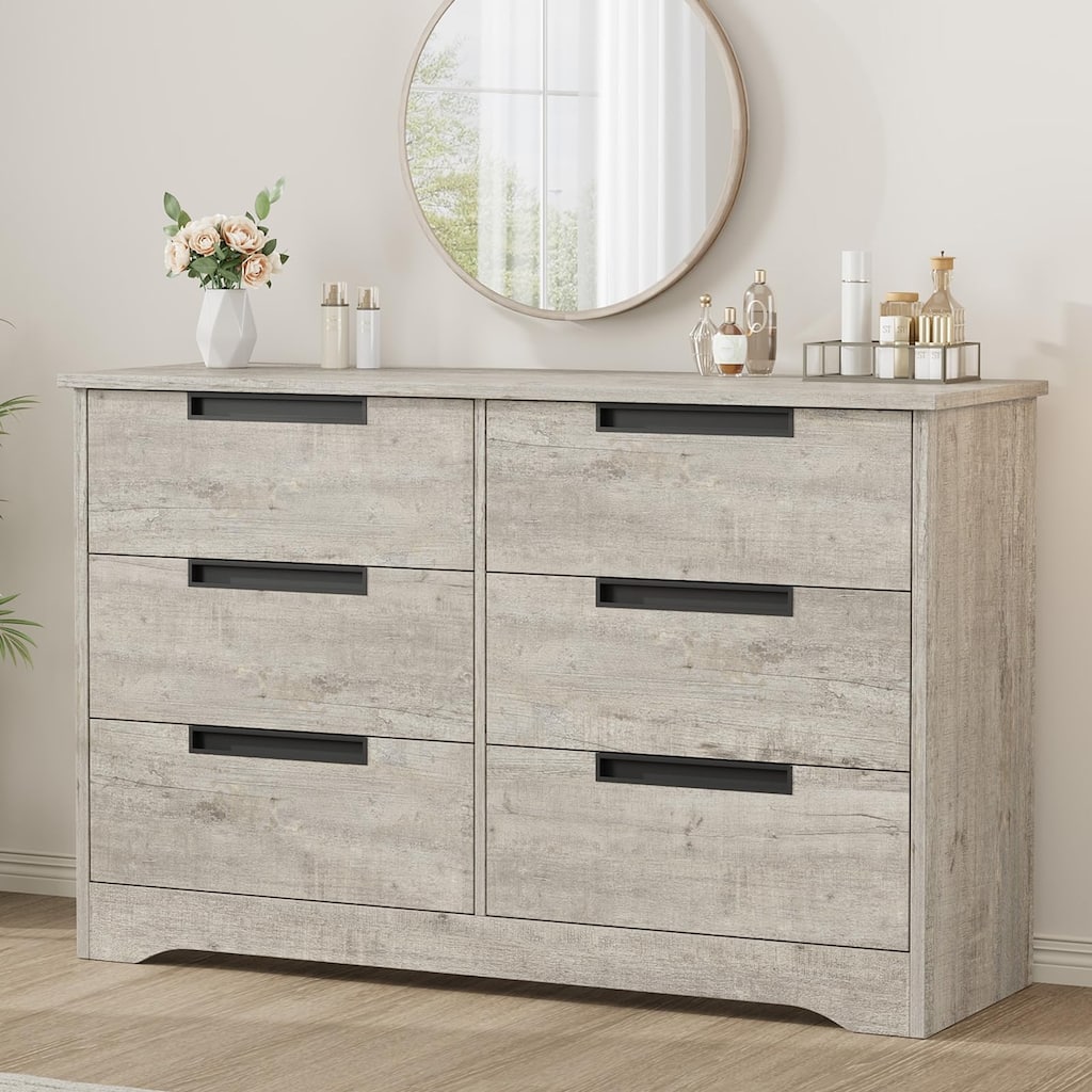 6/7 Drawer Dresser for Bedroom, Wooden Chest of Drawers Double Dresser Organizer with Embedded Handles