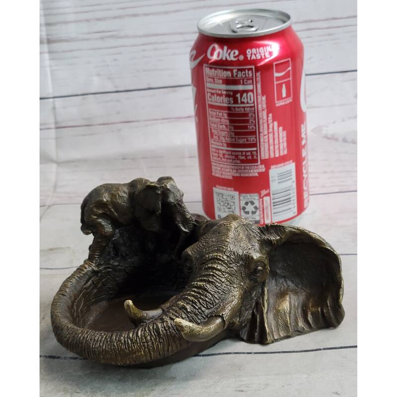 Bronze Metal Imitative Elephant Ashtray Dish Original Handmade Art By Milo
