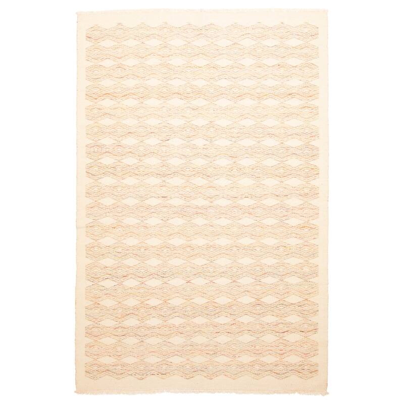 ECARPETGALLERY Flat-Weave Ankara FW Cream Wool Kilim - 4'11 x 7'8