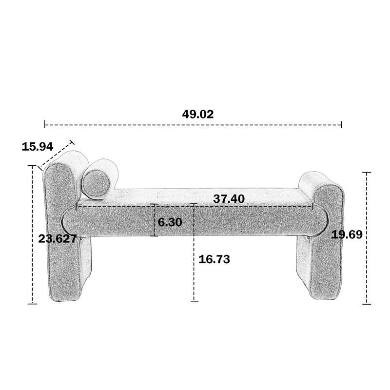 Modern Ottoman Bench, Bed Stool Made Of Loop Gauze, End Bed Bench, Footrest For Living Room, End