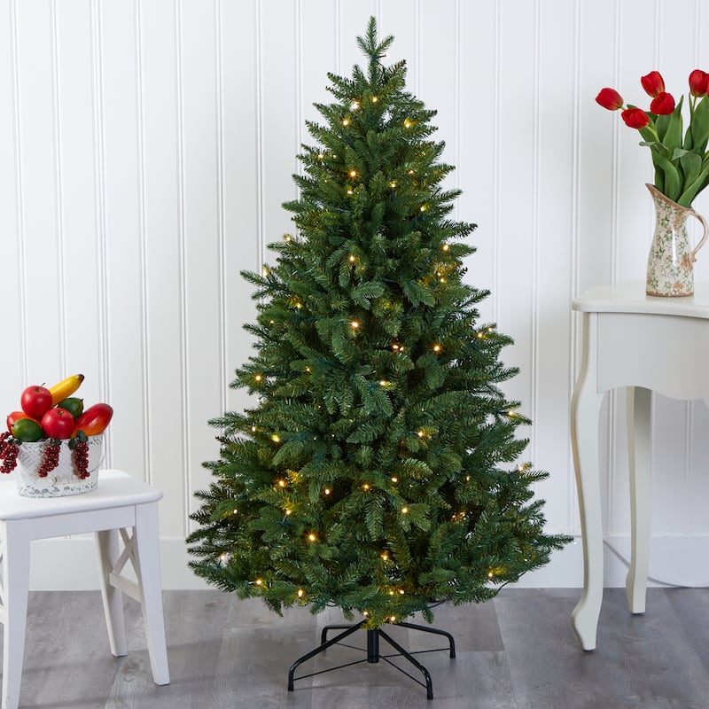 5' New Hampshire Fir Christmas Tree with 150 LED Lights - Green