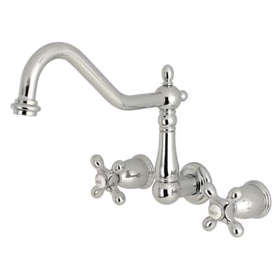 Heritage 3-Hole Wall Mount Roman Tub Faucet in Polished Brass
