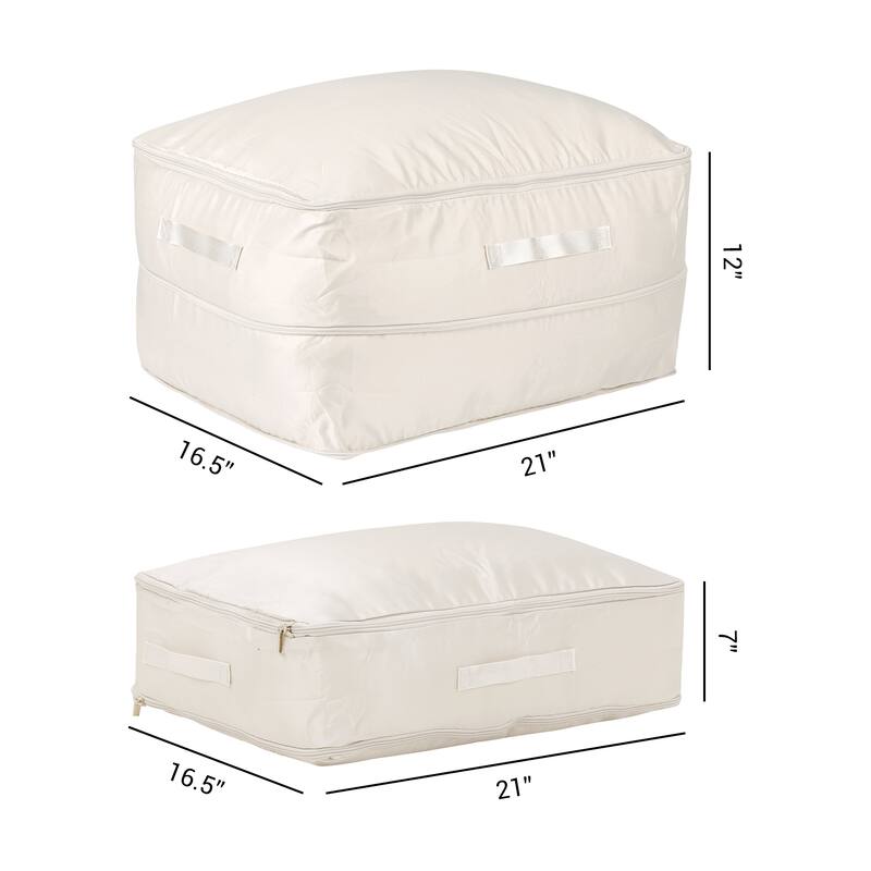 1 Pack Foldable Clothes Storage, Storage Bags, Moving Bags for Organizing Clothing, Storage Containers with Handles - Beige - 21*16.5*12in
