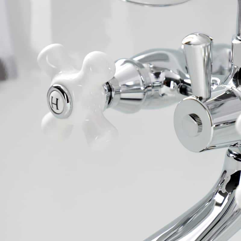 Kingston Brass Tub Wall Mount Clawfoot Tub Faucet with Hand Shower in Polished Chrome