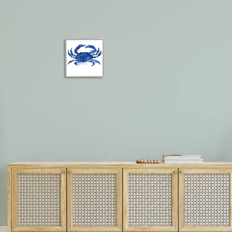Stupell Detailed Crab Wildlife Blue Ocean Sea Life Framed Wall Art, Design by Patti Mann