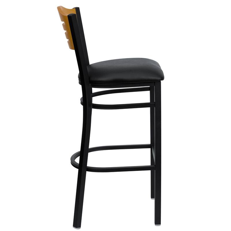 Slat Back Metal Restaurant Barstool - 16.75"W x 20.25"D x 42.75"H - 16.75"W x 20.25"D x 42.75"H