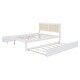 preview thumbnail 50 of 58, Versatile Pull-Out Bed,Full Size Elegant Bed Frame with Rattan Headboard and Sockets
