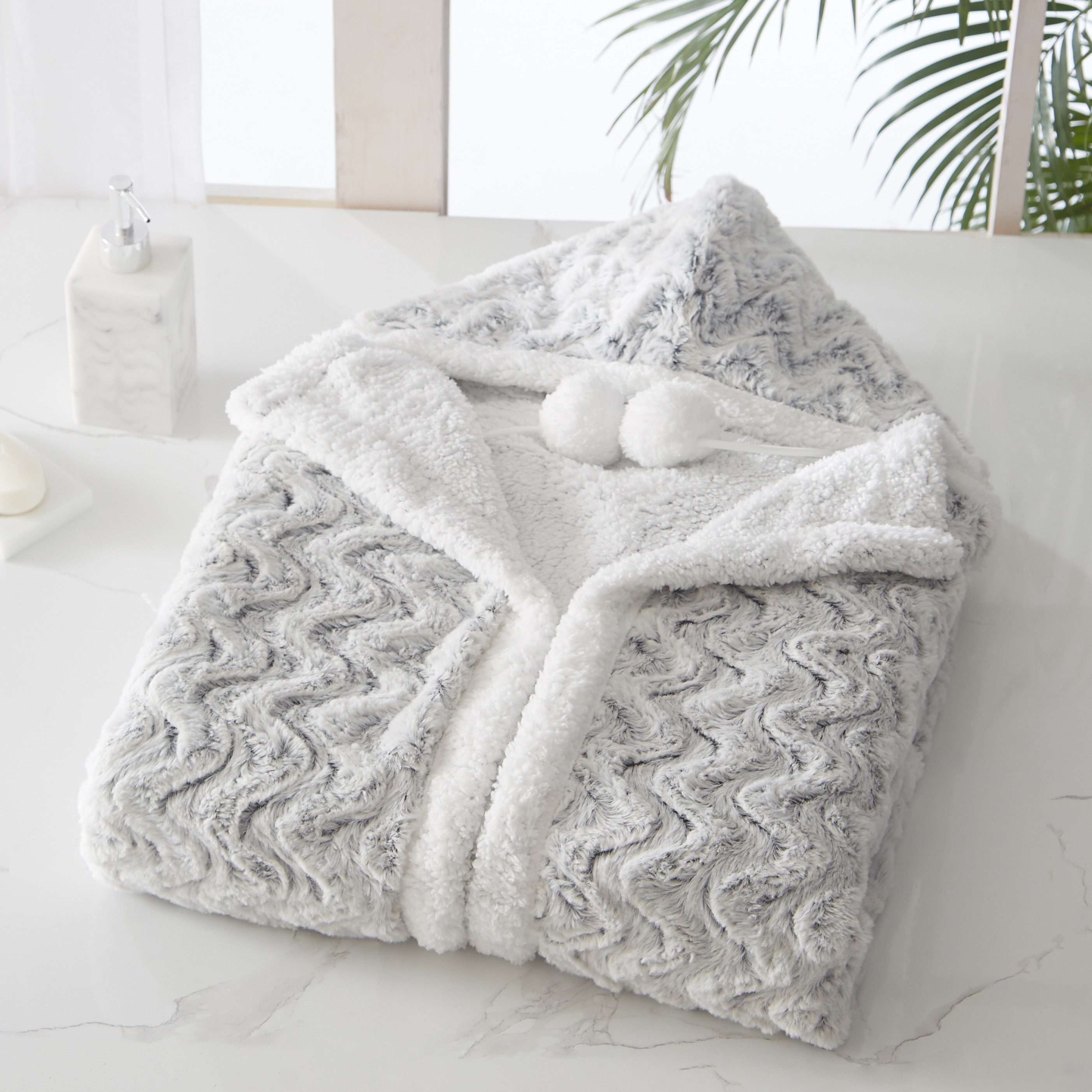 Chic Home Aubry Snuggle Hoodie Soft Coral Fleece Wearable Blanket