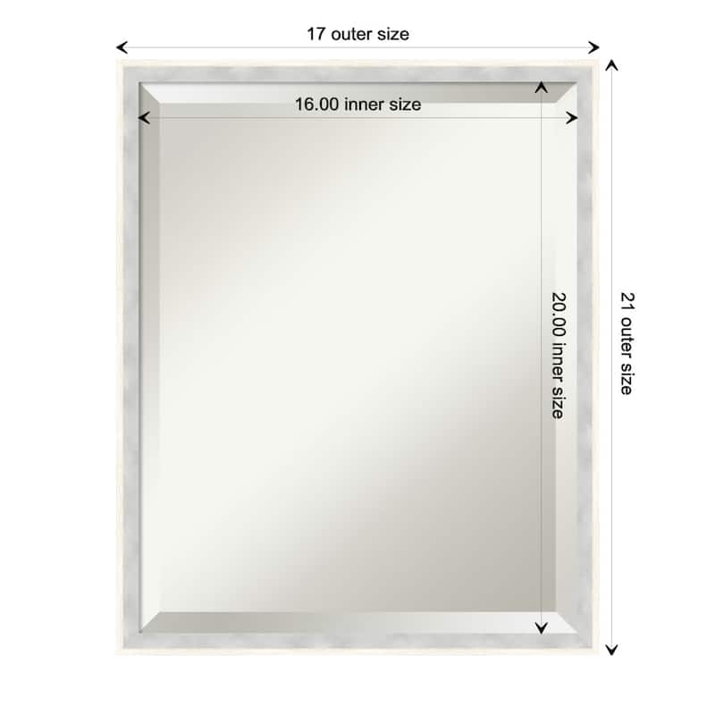 Paige Beveled Wood Framed Bathroom Vanity Wall Mirror - Paige White Silver - Glass Size 16x20