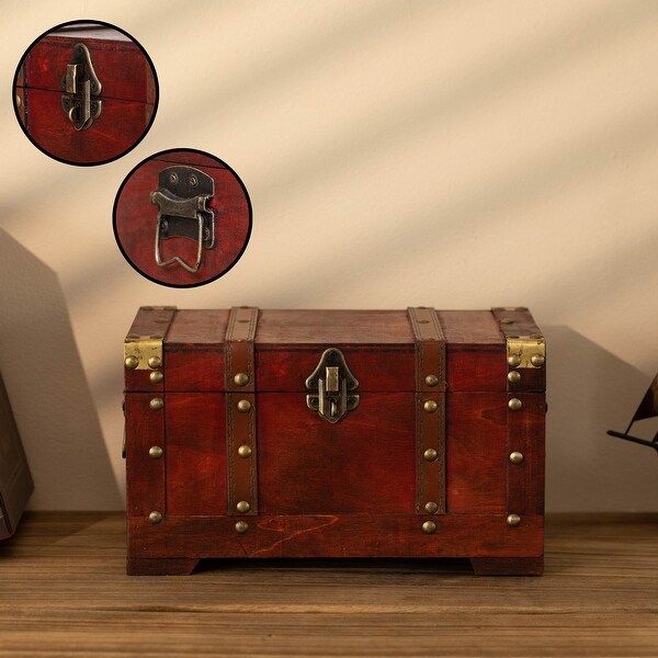 Multi Function Vintage Inspired Small Wooden Storage Box and Decorative Trunk Antique Cherry Bed Bath Beyond 9684867
