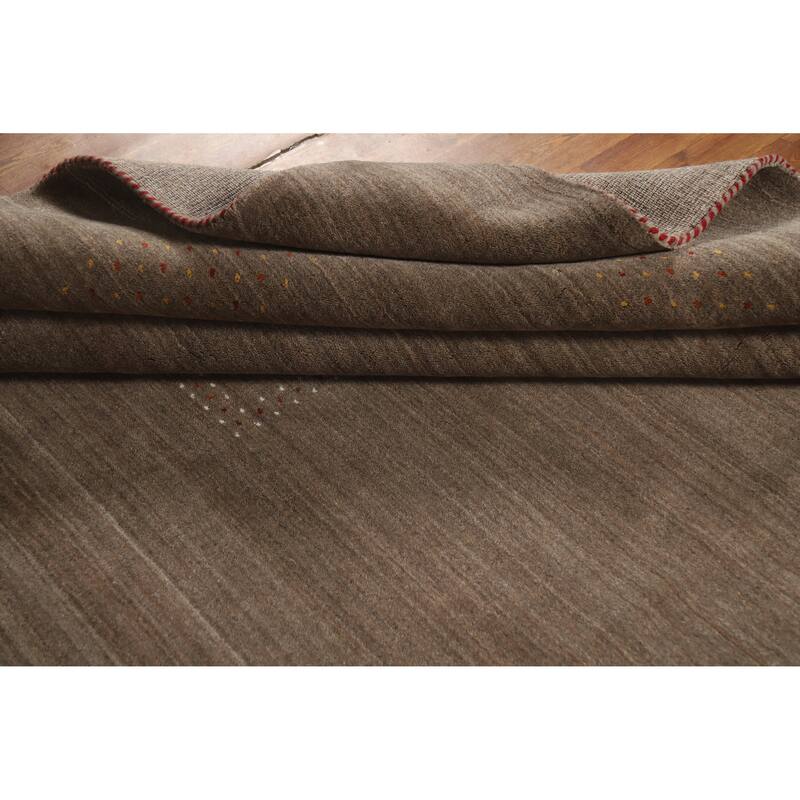 Hand Knotted Oriental 100% Wool Carpet Tribal Tribal Brown Gabbeh Area Rug - 9' 9'' X 7' 11''