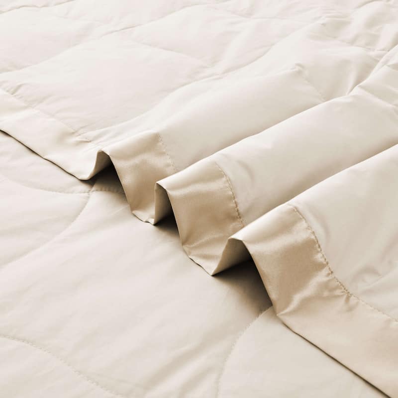 Soft Down Oversized Blanket with Satin Trim for Bed 100% Cotton