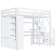 preview thumbnail 10 of 47, Full-Size Metal Loft Bed with Built-in Wardrobe, L-Shaped Desk, Charging Ports, and Multi-Layer Storage Shelves