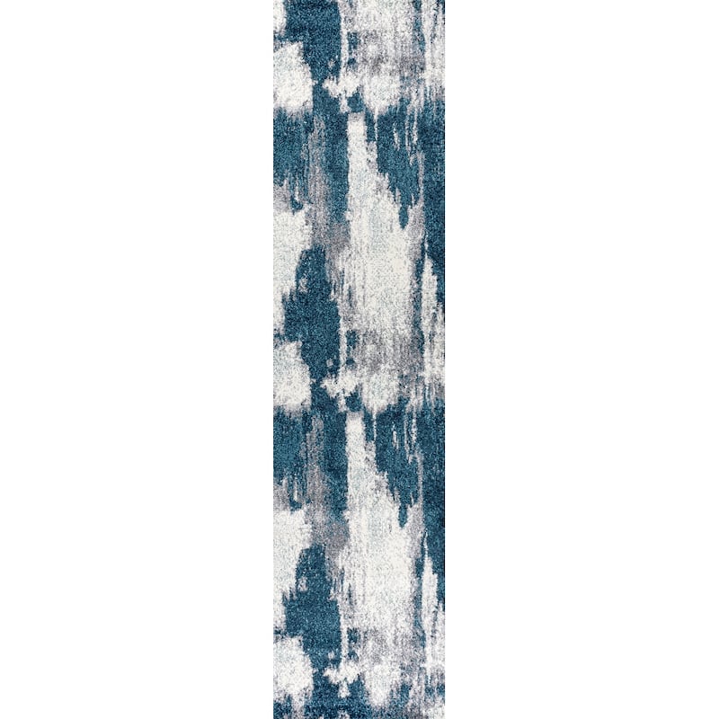 JONATHAN Y Sloane Contemporary Bohemian Abstract Marble Area Rug - 2 X 8 - Navy/White