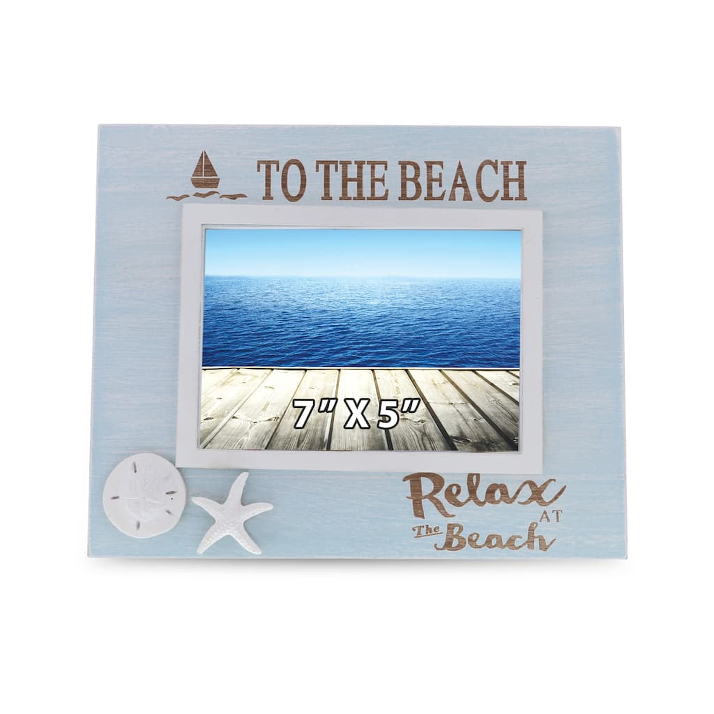 CoTa Global Blue Lagoon Wood Nautical Picture Frame - Easel Stand - 10.9 x 8.9 x 0.5 inches