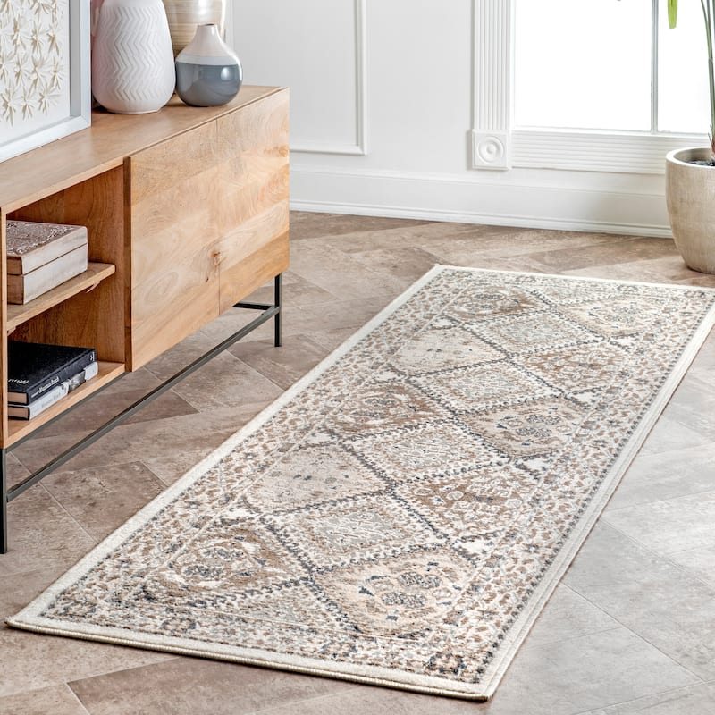 Nuloom Becca Traditional Tiled Area Rug - 2'6" x 8' Runner - Beige
