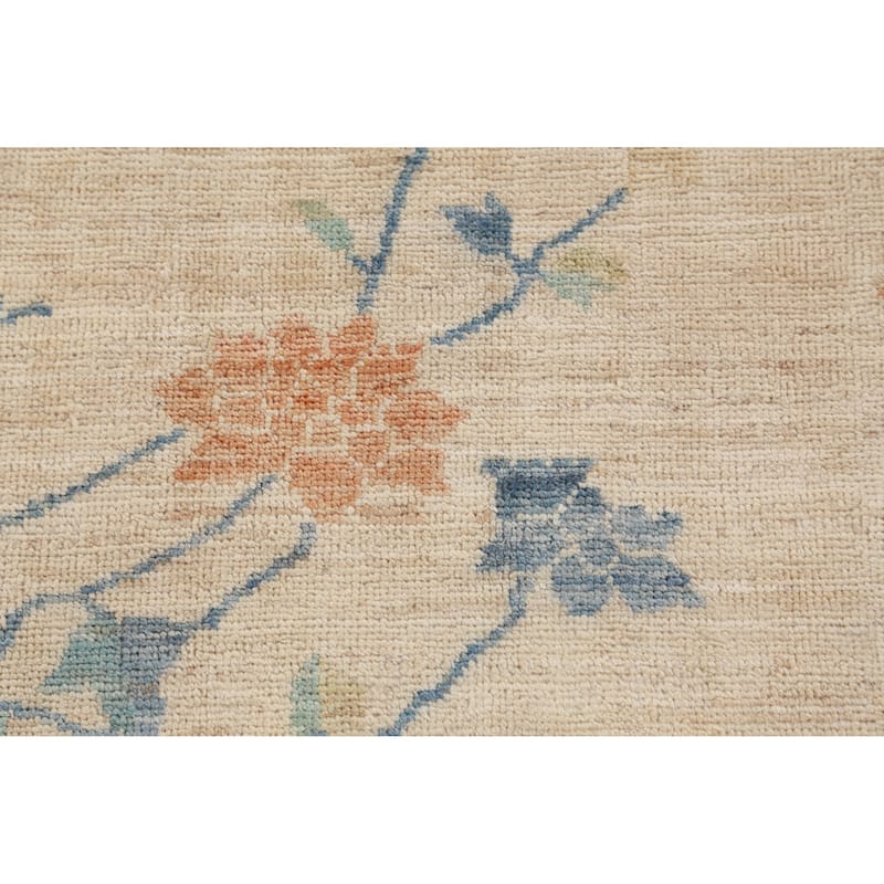 Vegetable Dye Animals Art Deco Runner Rug Hand-Knotted Wool Carpet - 2'9" x 10'3"
