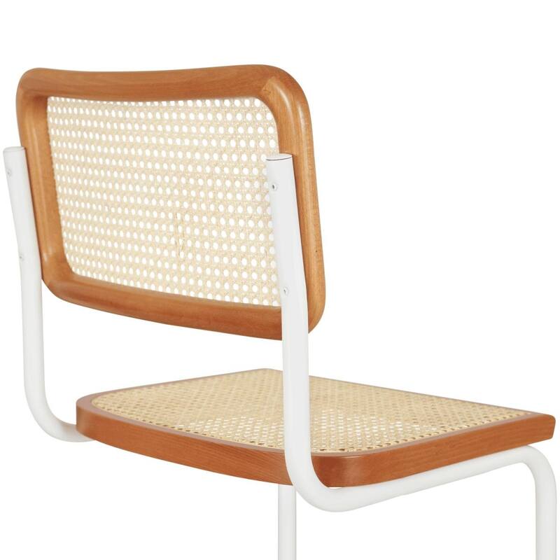 Breuer Chair Company Marcel Breuer Cesca Cane Cantilever Side Chair w/ White Steel Frame (Various Wood & Cane Colors)