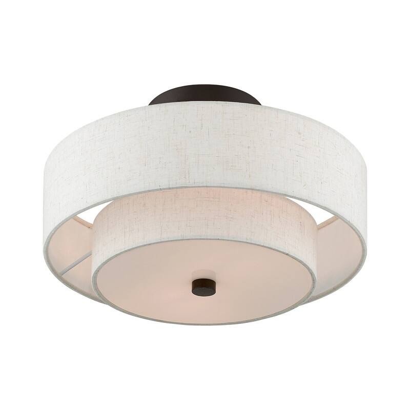 Livex Lighting 2-light Fabric Shade Flush Mount, 51083-92, 51083-91