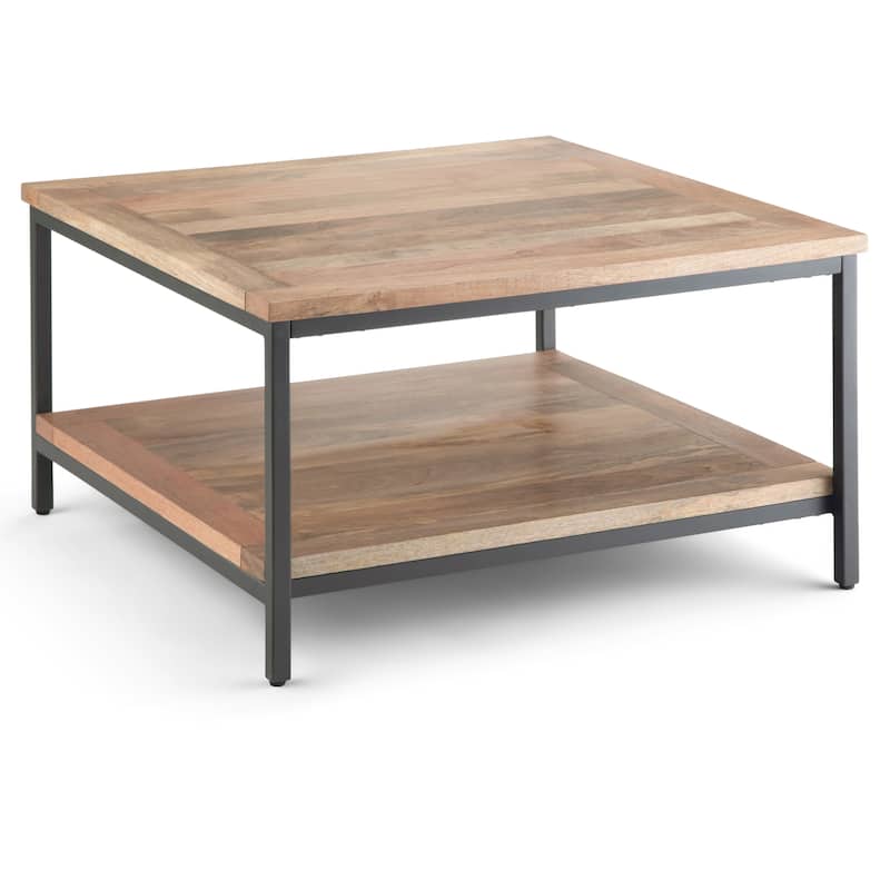 WYNDENHALL Rhonda Solid Mango Wood & Metal Industrial Coffee Table - 34 W x 34 D x 18 H