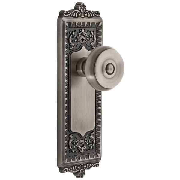 Grandeur WINBOU_DD_NA Windsor Solid Brass Rose Dummy Door Knob Set with Bouton Knob