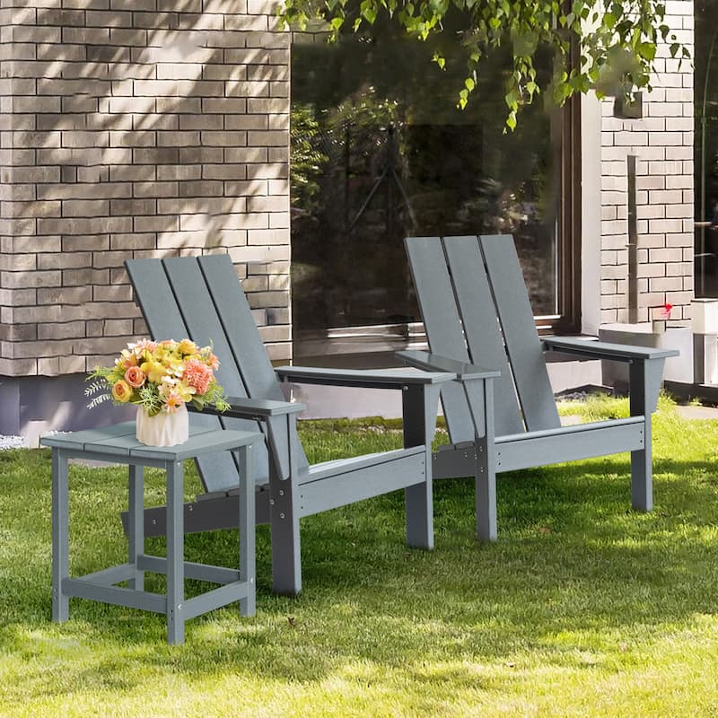 3-Piece Adirondack Chair Set with Table,HDPE All-Weather Resistant,Outdoor Chair for Patio,Garden,Poolside