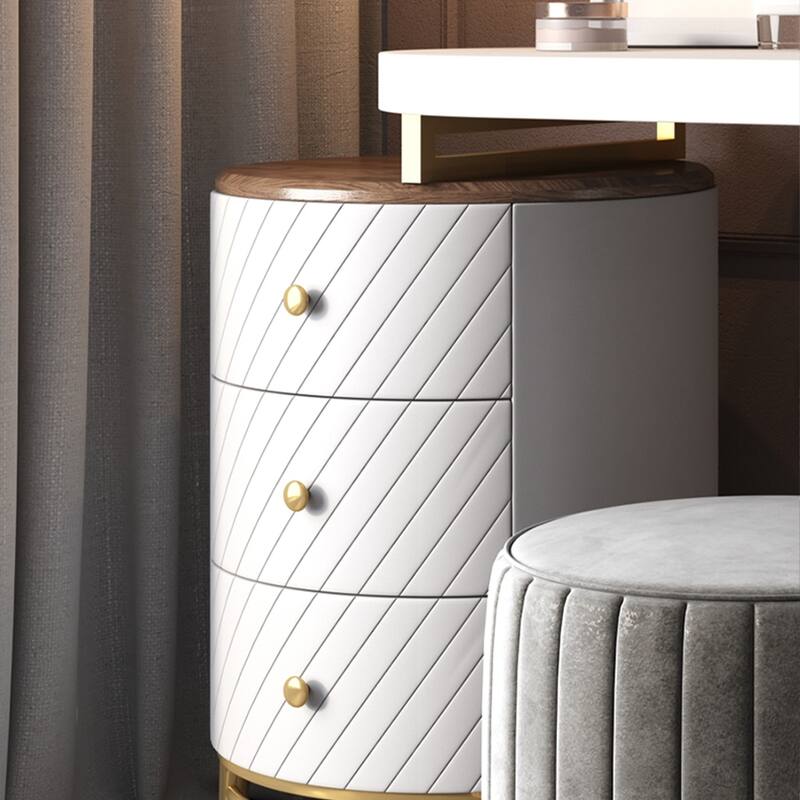 Modern Makeup Vanity Table With LED Lighted Mirror,Dressing Table with Movable Tray Top, 3 Solid Wood Drawer, Without Stool
