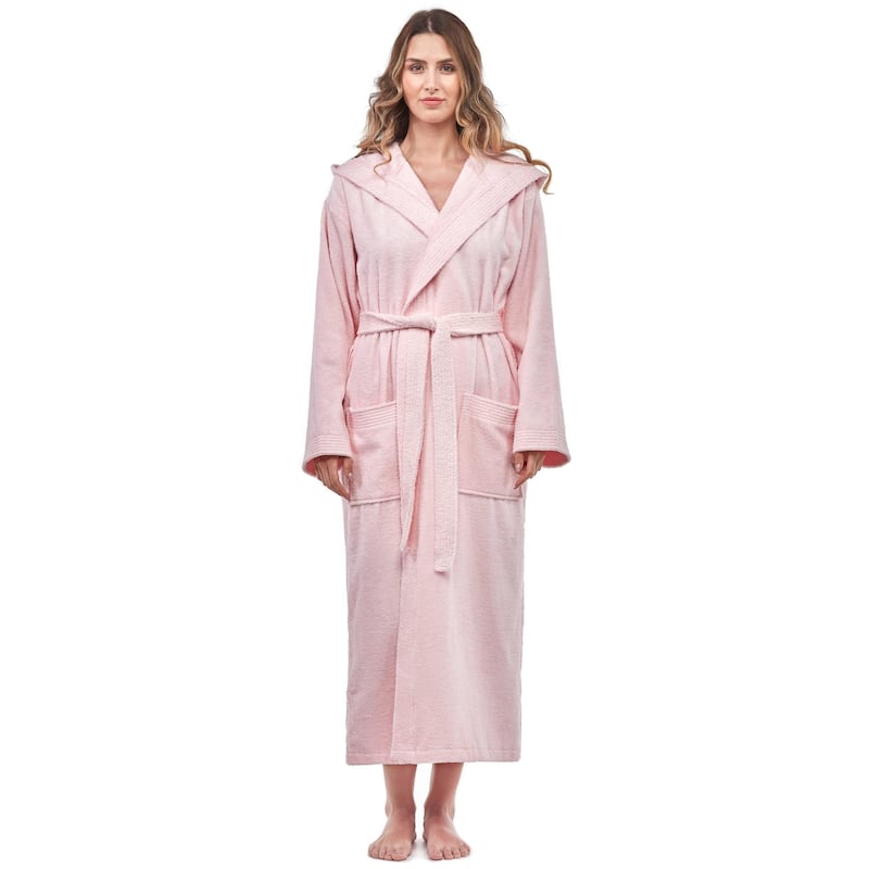 Soft Turkish Terry Cotton Women's Hooded Bathrobe