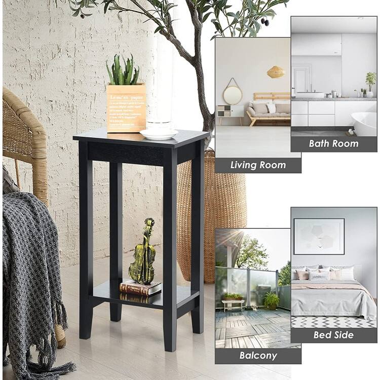 Set of 2 Versatile 2-Tier End Table with Storage Shelf - 16"x11.5" x 29" (L x W x H)