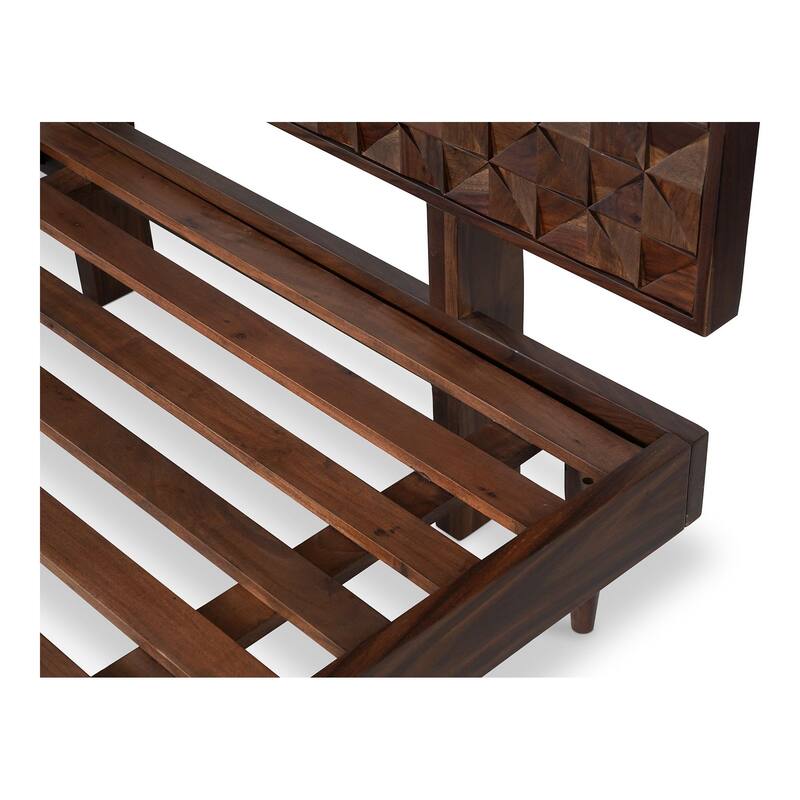 NADAAL STUDIOS Lennon, Queen Bed with Carved Headboard, Walnut