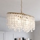 preview thumbnail 1 of 11, Elsa 5L Coastal Capiz Shell Linear Chandelier Island Pendant Light Fixture - 35.75-in W x 21-in H x 15-in D Natural Brass - 35.75-in W x 21-in H x 15-in D
