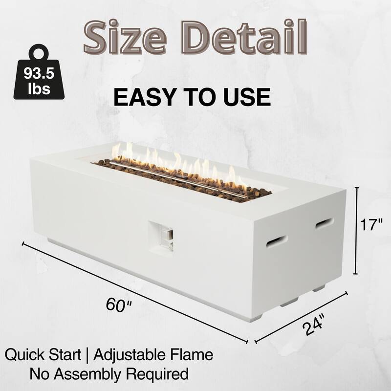 GDFStudio - 60" Outdoor Magnesium Oxide Fire Pit Table