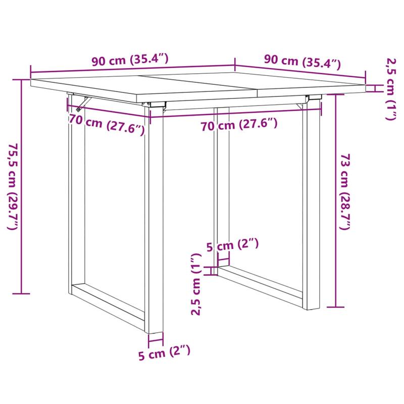 vidaXL Dining Table O-Frame Side Accent Coffee Table Solid Wood Pine and Steel