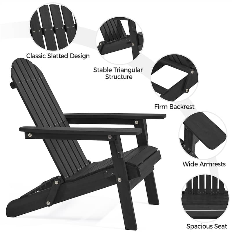 Yaheetech 2-piece Folding Adirondack Chair Solid Wood Garden Chair Weather Resistant