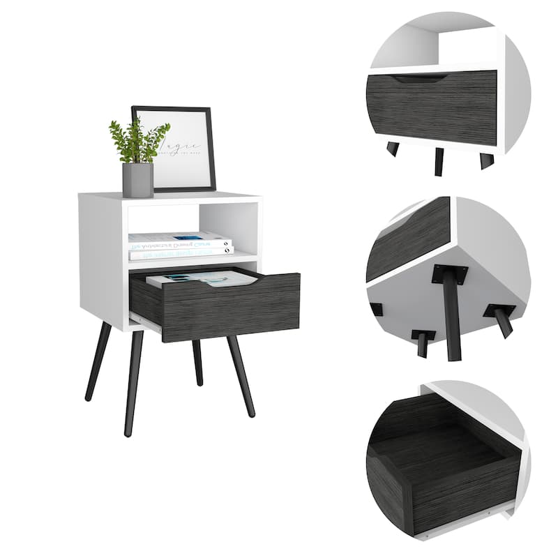 Bedroom Nightstand With Open Shelf