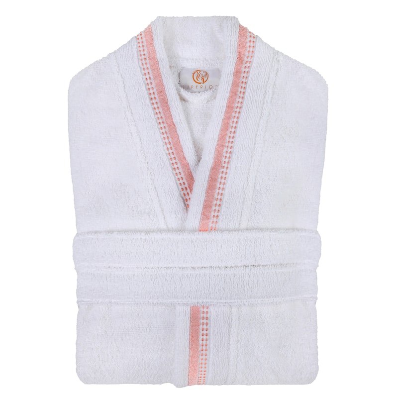 Superior Unisex Turkish Cotton Terry Kimono Bathrobe with Embroidery Robe