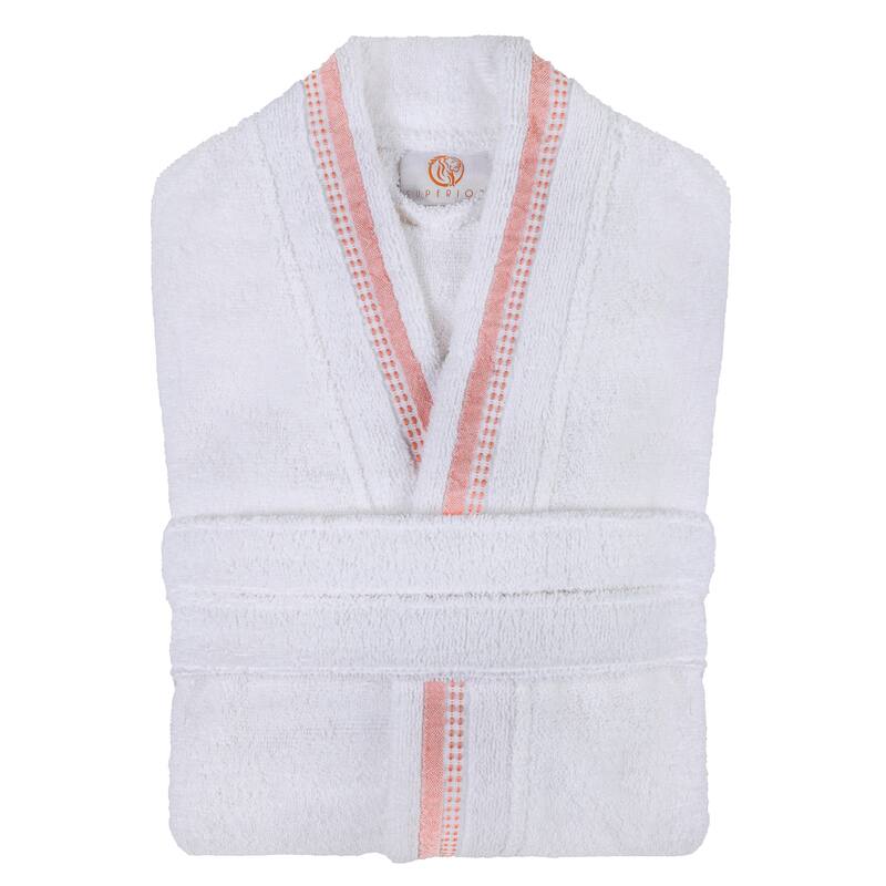 Superior Unisex Turkish Cotton Terry Kimono Bathrobe with Embroidery Robe