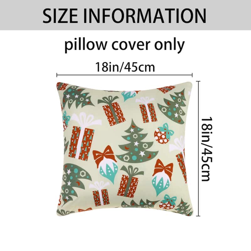 Set of 2 Christmas Printed Throw Pillow Covers Velvet Cushion Covers