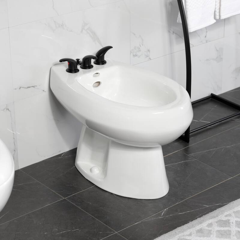 Kingston Brass Three-Handle Deck Mount Bidet Faucet