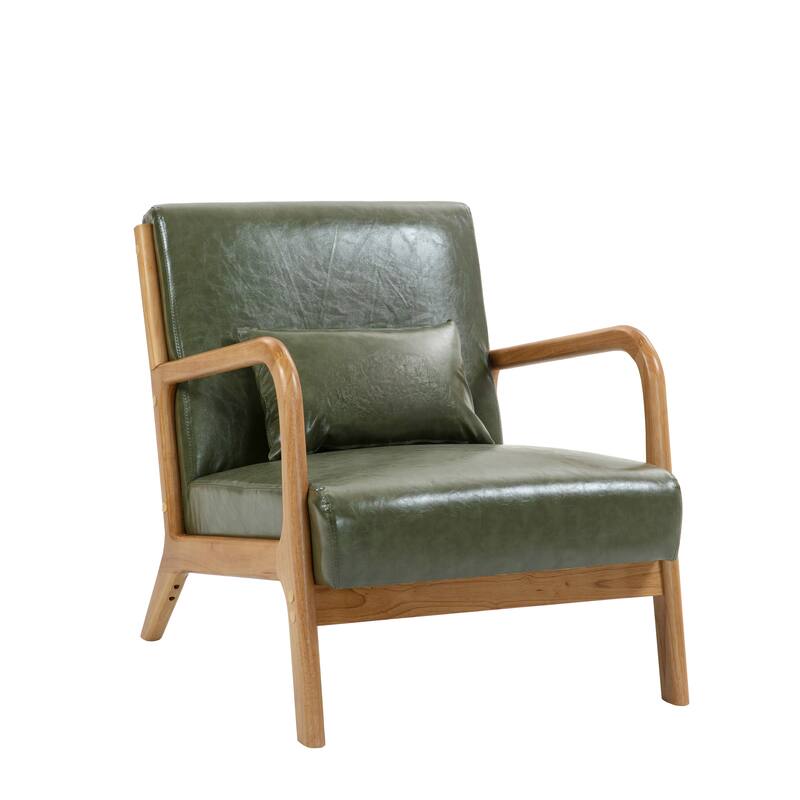 Mid-Century Modern Upholstered Accent Chair with Wood Frame