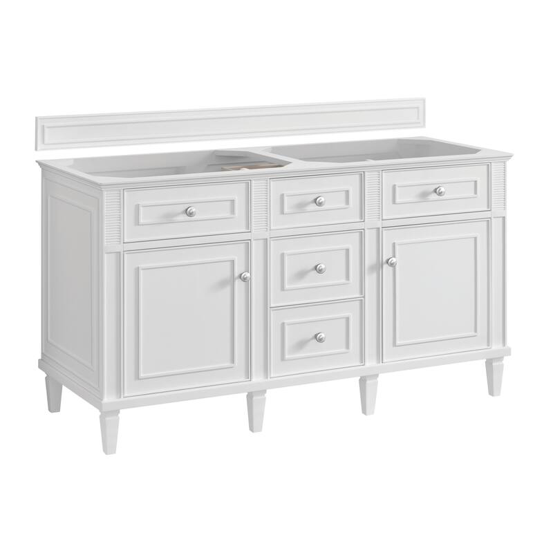 James Martin Vanities Lorelai 60" Double Vanity, Bright White - Base Only - No Top